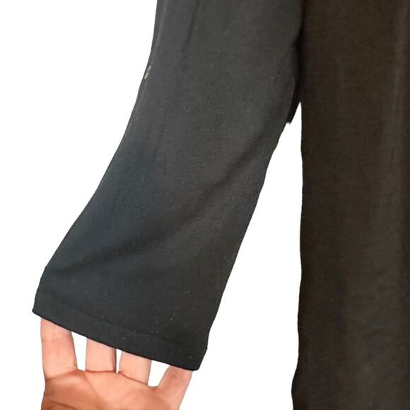 Meadow Rue Black Long Sleeve Layered Ruffled Front Tie Neck Blouse Women Sz S - Picture 5 of 12